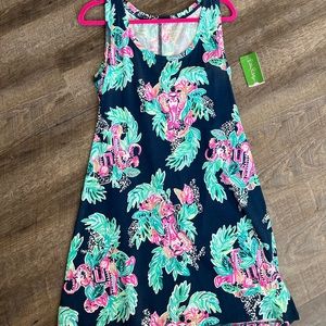 NWT Lilly Pulitzer Rayleigh Dress Inky Navy Peanut Gallery Dress Size MEDIUM